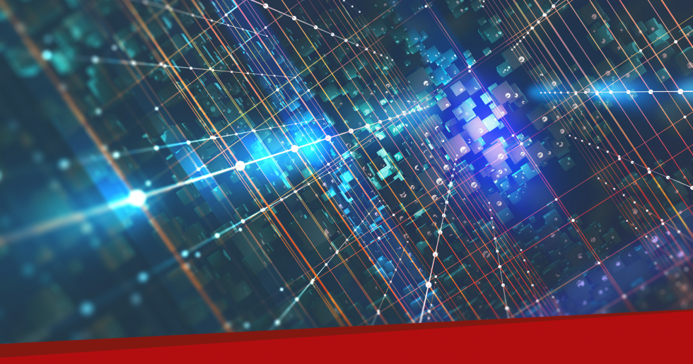 immagine che raffigura un'astrazione digitale di una rete neurale o di un flusso di dati in uno spazio virtuale